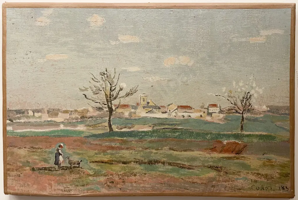 After Camille Corot - Village De Rosny - Reproduction Print On Canvas Image 1++