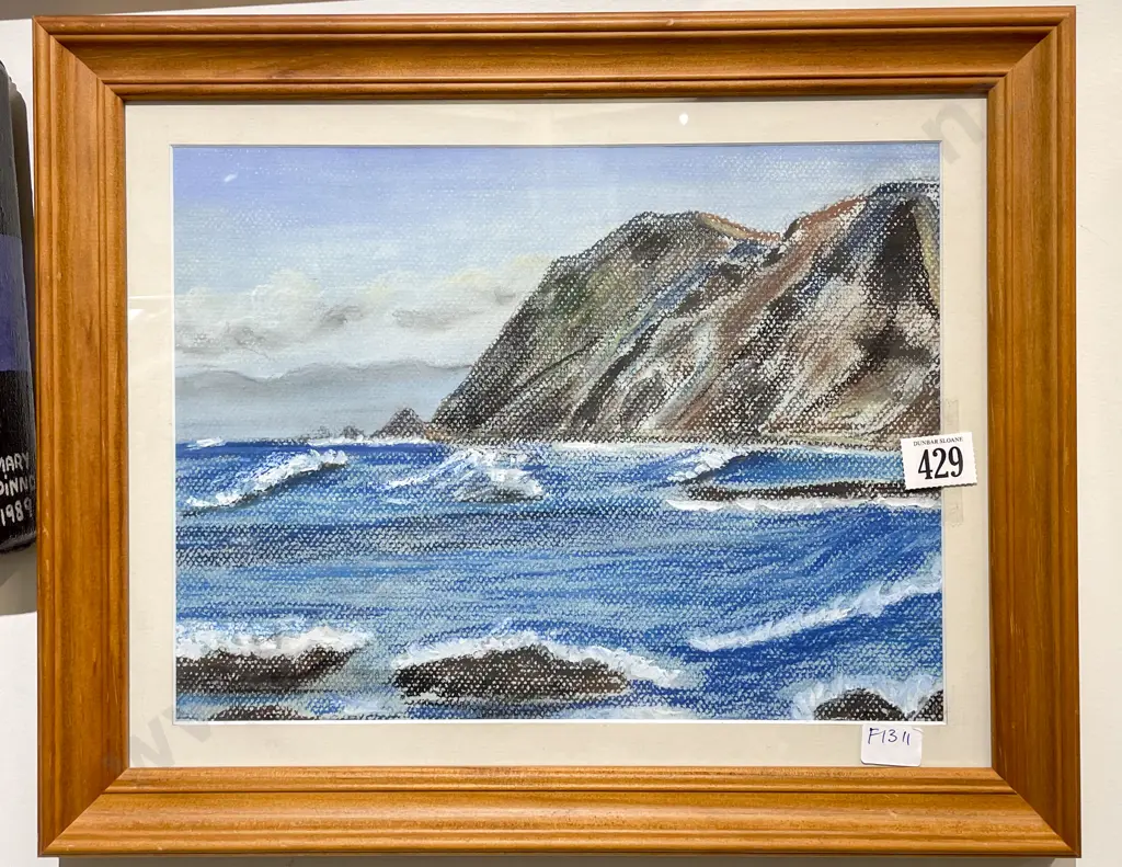 Unsigned Coastal Scene - Pastel on Paper Image 1++