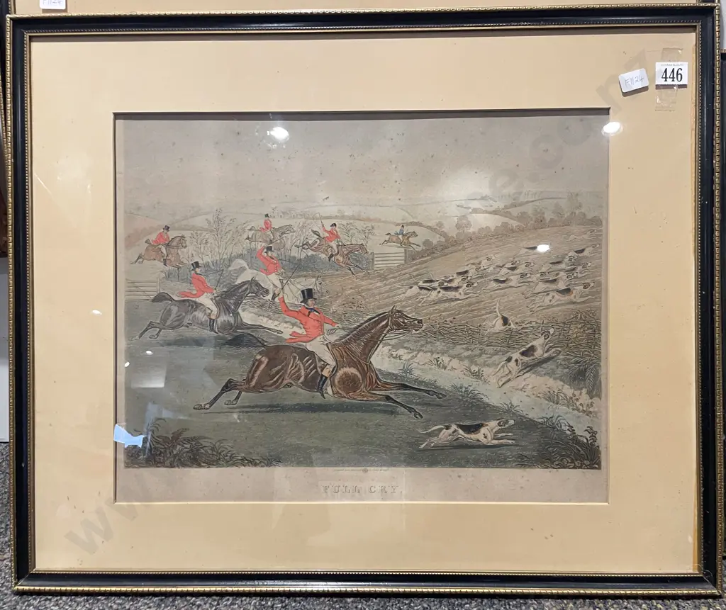 Two Vintage Framed Hunting Prints - "Full Cry" &  "The Death" Image 1++