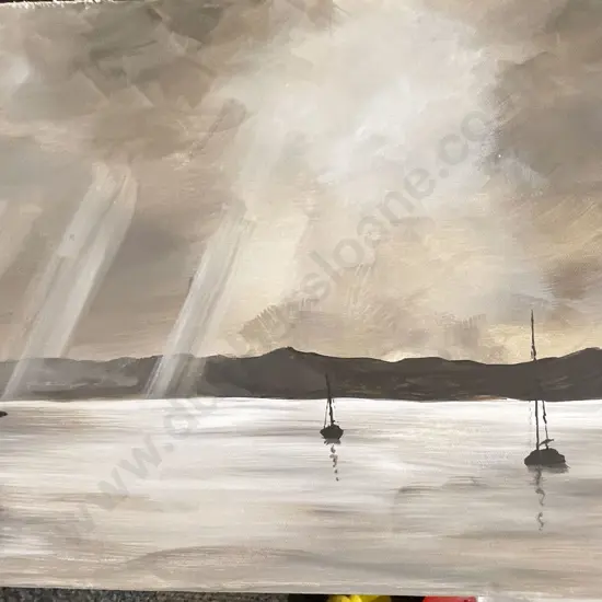 Malcolm Sime - "Dark Clouds Over The Bay" - Acrylic on Canvas & Others