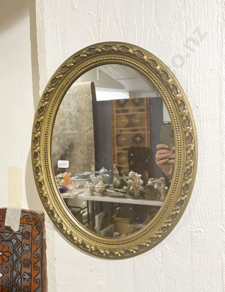 Pair of Oval Gilt Framed Wall Mirrors Image 1++