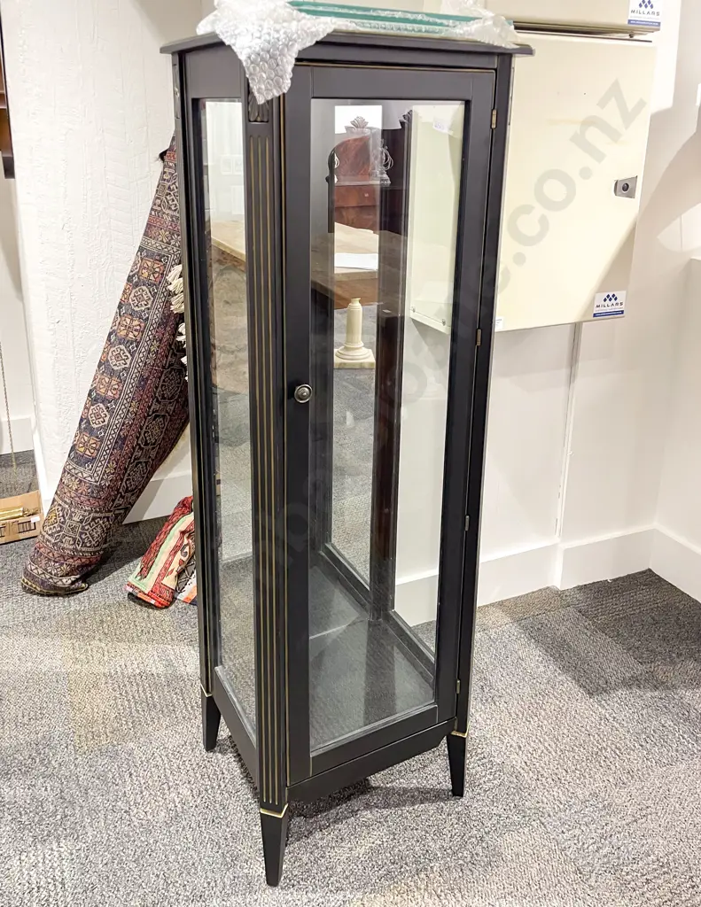 Ebonised Glazed Slender China Cabinet Image 1++