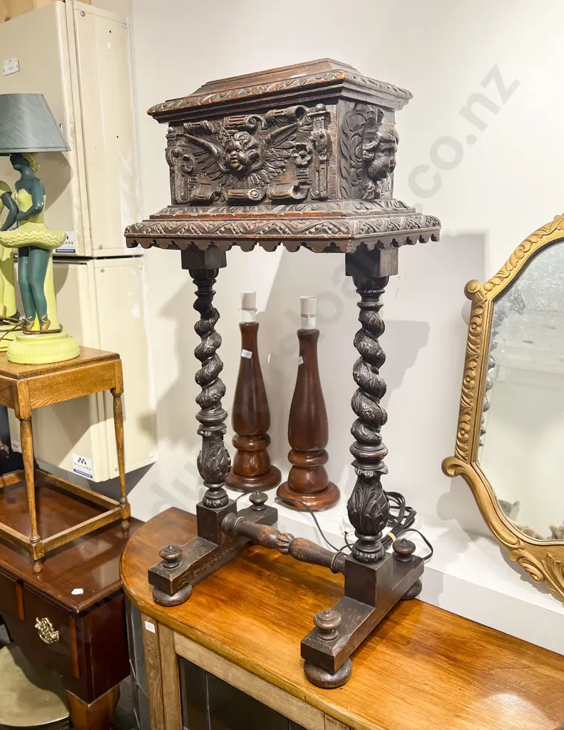 Victorian Oak Teapoy Image 1++