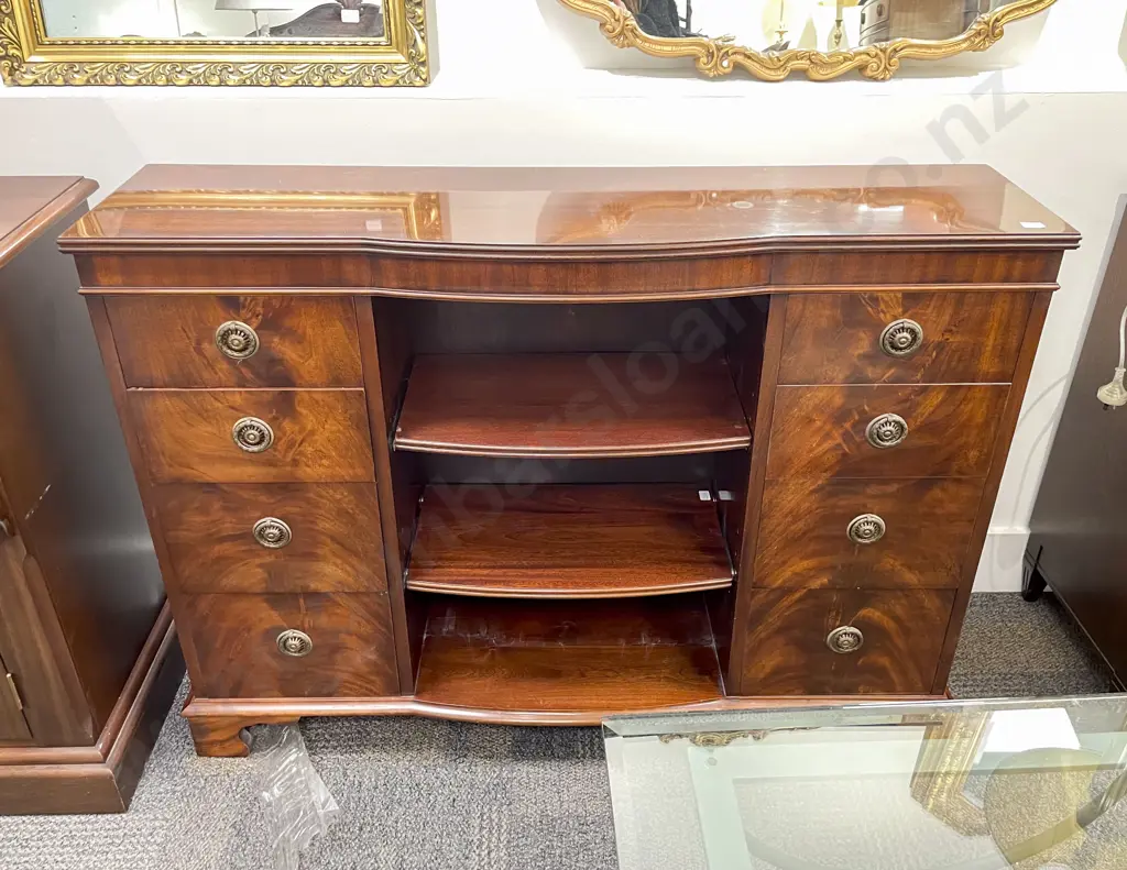 Reproduction Slender Bookcase with Twin Sets of Drawers to Each Side Image 1++