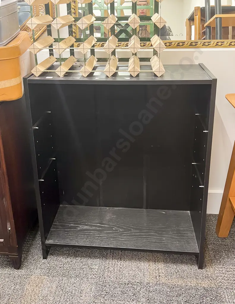 Modern Ebonised Bookcase together with Wine Rack Image 1++