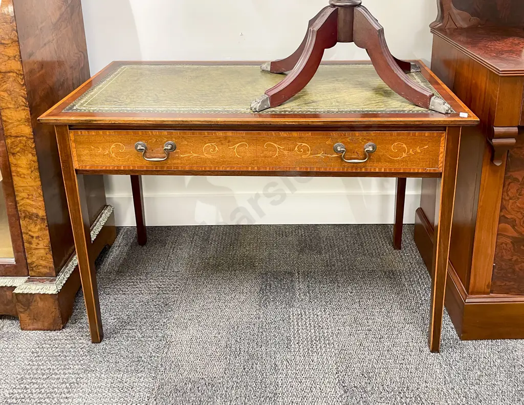 Attractive Edwardian Mahogany Sheraton Revival Writing Table Image 1++