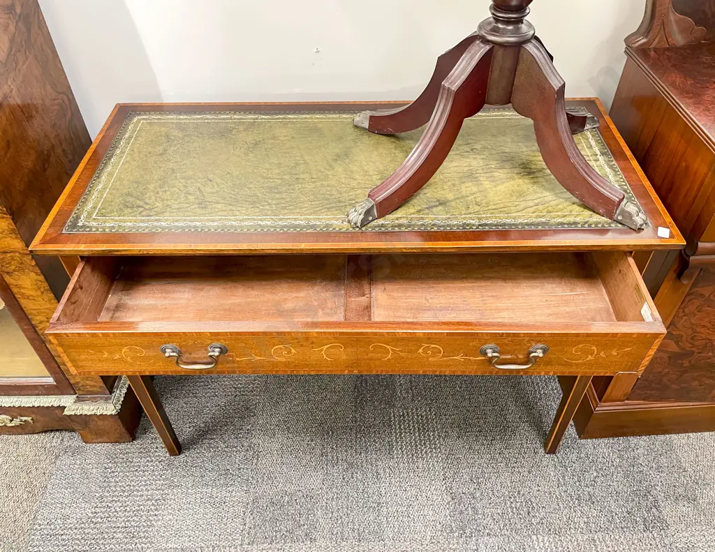 Attractive Edwardian Mahogany Sheraton Revival Writing Table Image 1++