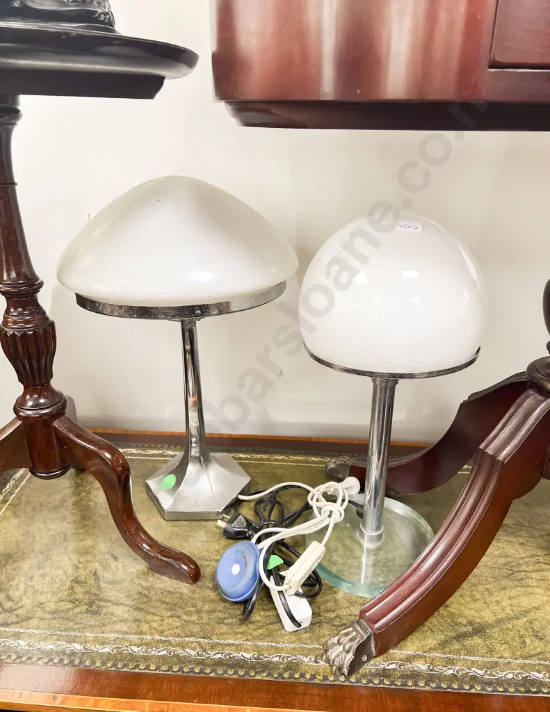 Two Table Lamps with Opaque Glass Shades Image 1++