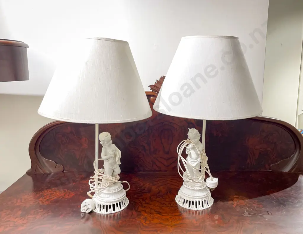 Pair of Cherub Form Table Lamps Image 1++