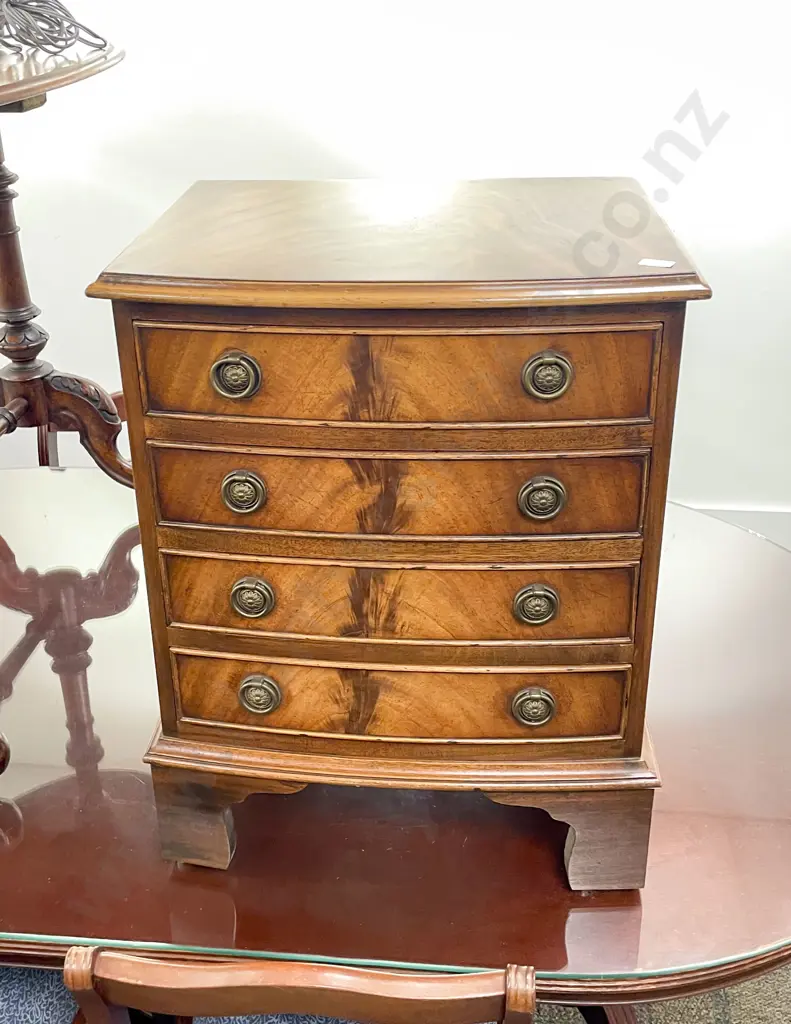 Reproduction Mahogany Bowfront Bedside Chest Image 1++