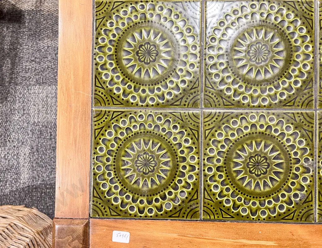 Mid Century Tile Top Coffee Table Image 1++