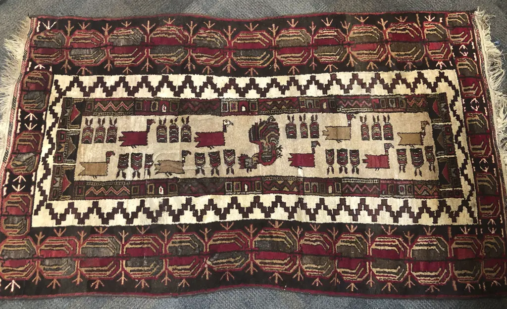 Persian Tribal Floor Rug with Horizontal Pictoral Design Image 1++