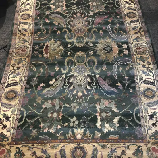 Large Woollen Floor Rug with All Over Floral Motif