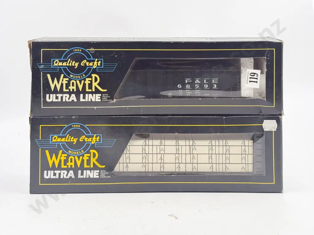 Weaver O Gauge Boxed Bulkhead Flat with Load and 3-Bay Coal Car Image 1++