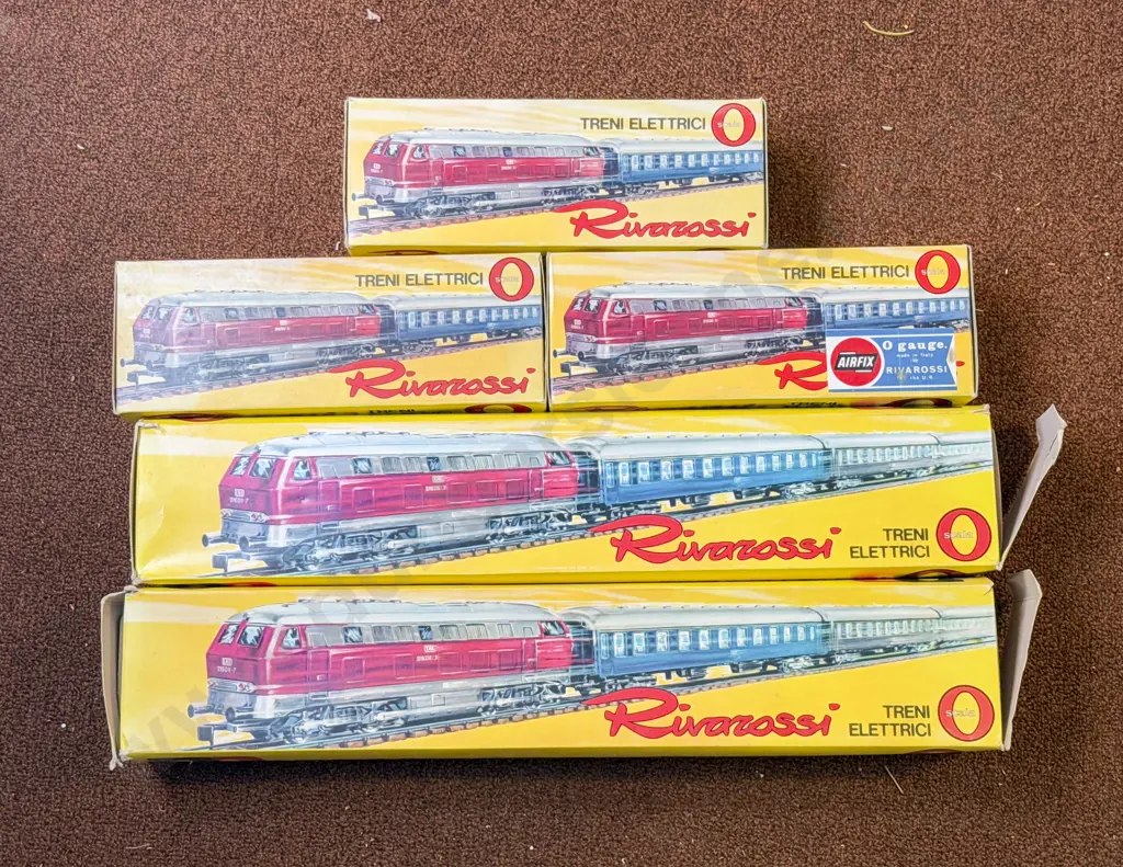 Rivarossi O Scale Boxed DB Flat Car with Containers x2 Open Goods x2 & Refrigerator Car Image 1++