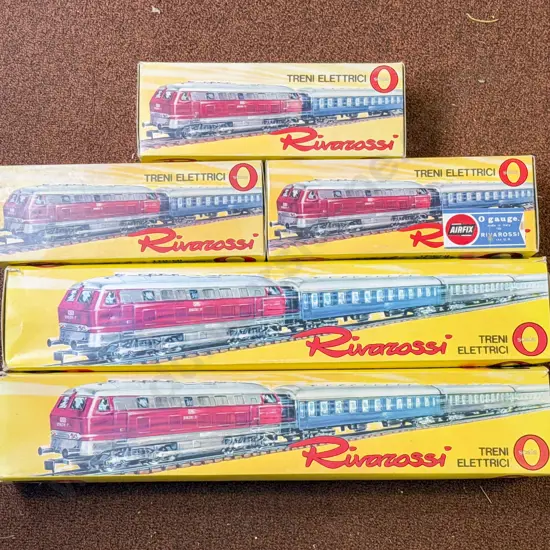 Rivarossi O Scale Boxed DB Flat Car with Containers x2 Open Goods x2 & Refrigerator Car