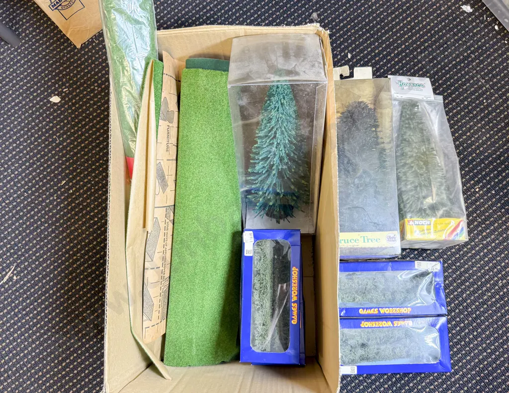 Mixed Lot of Grass Flock and Vinyl Contact with Three Giant Pine Fir Trees and Hedging Image 1++