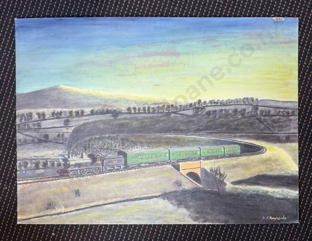 Acrylic on Board By D J Reynolds BR Steam Locomotive and Tender 56 x 76cm Image 1++