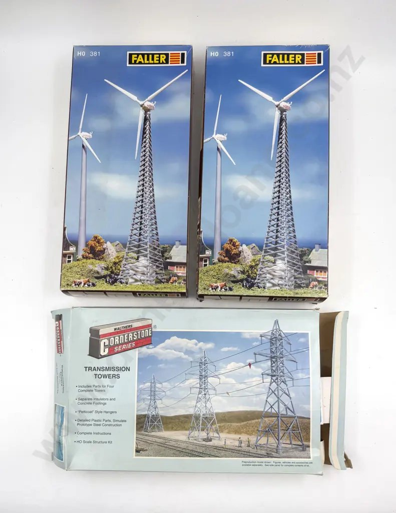 Faller HO Gauge Wind Power Stations x2 with Transmission Towers Uncompleted Kits Image 1++