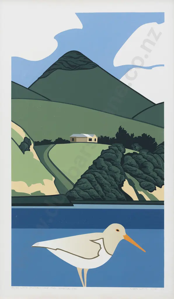 Robin White (b 1946) - White Oystercatcher And Harbour Cone Image 1++