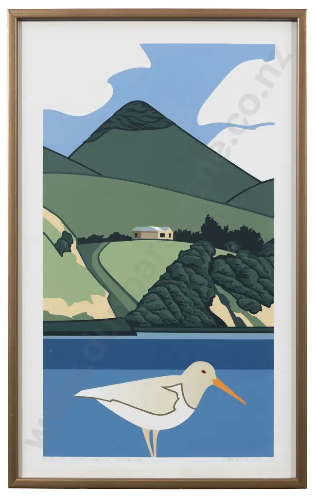 Robin White (b 1946) - White Oystercatcher And Harbour Cone Image 1++