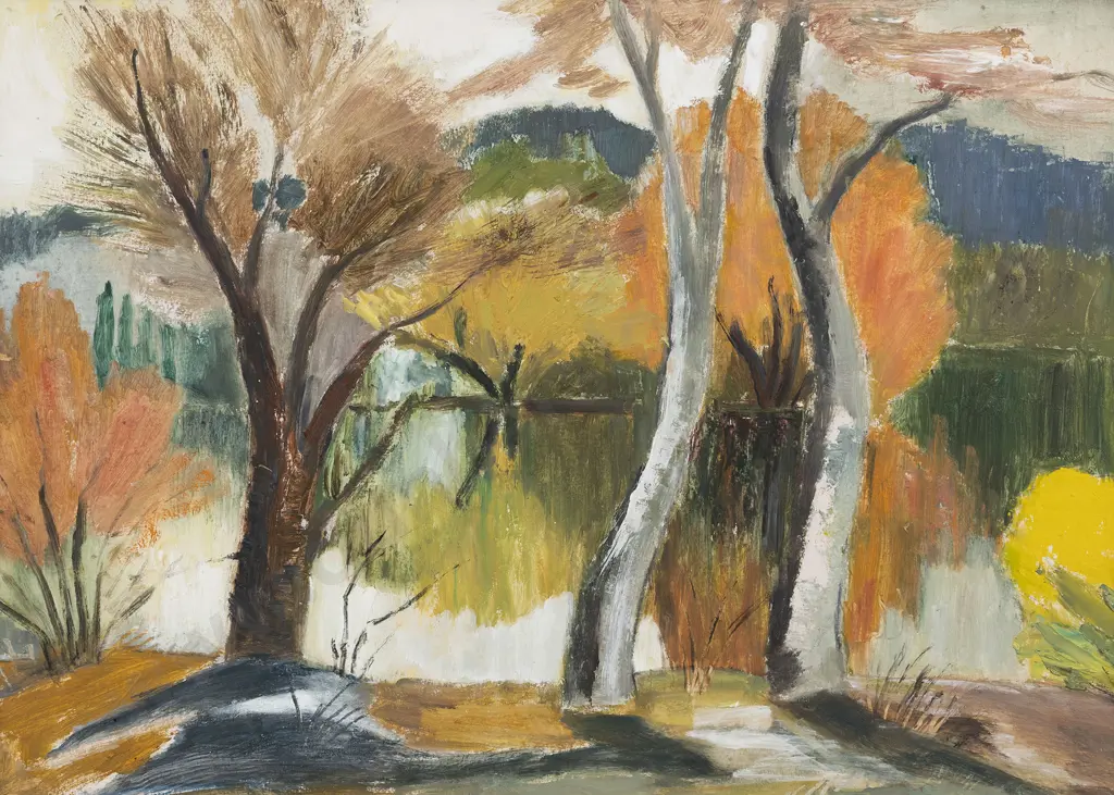 Gwen Knight (1888 - 1974) - Puriri at Eastbourne - Autumn Image 1++
