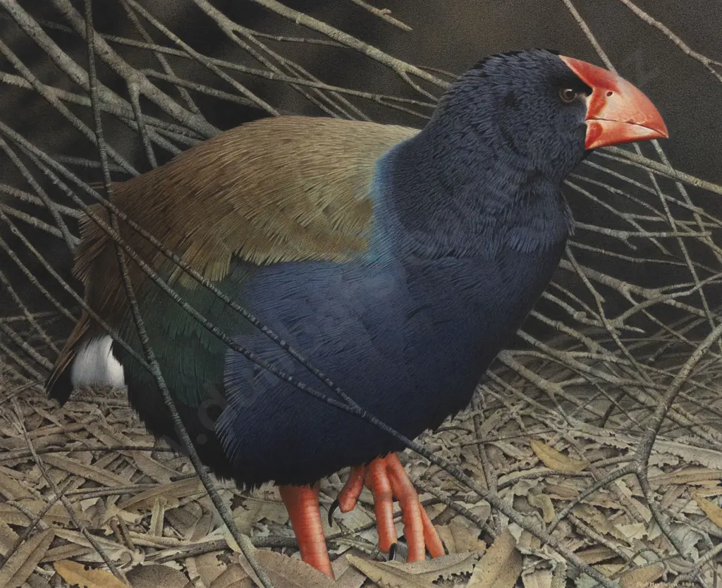 Paul Martinson (b 1956) - Takahe With Fallen Tree Image 1++