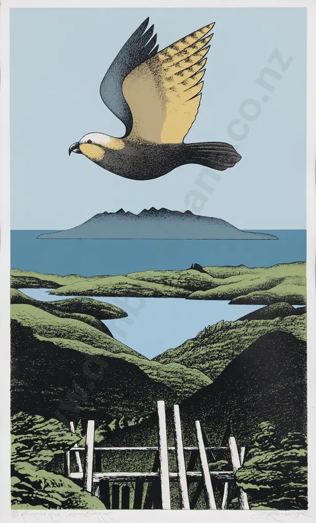 Donald (Don) Binney (1940 - 2012) - Kaiarara Kaka - Great Barrier Image 1++