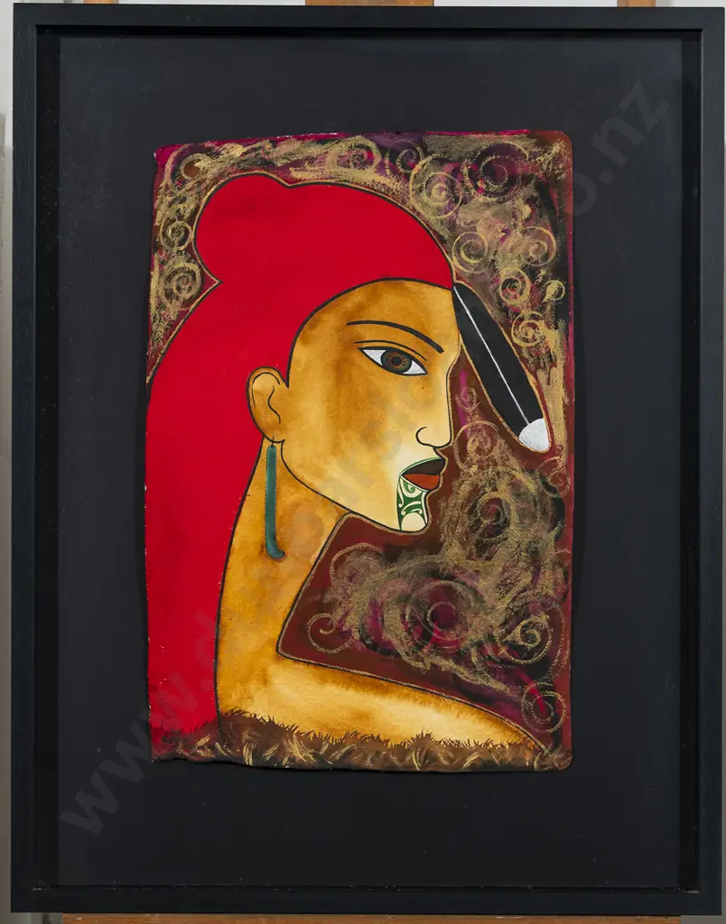 Robyn Kahukiwa (b 1940) - Woman with Huia Feather Image 1++