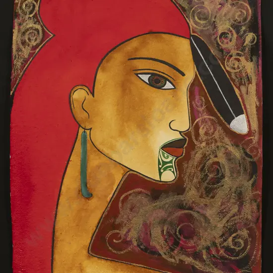 Robyn Kahukiwa (b 1940) - Woman with Huia Feather