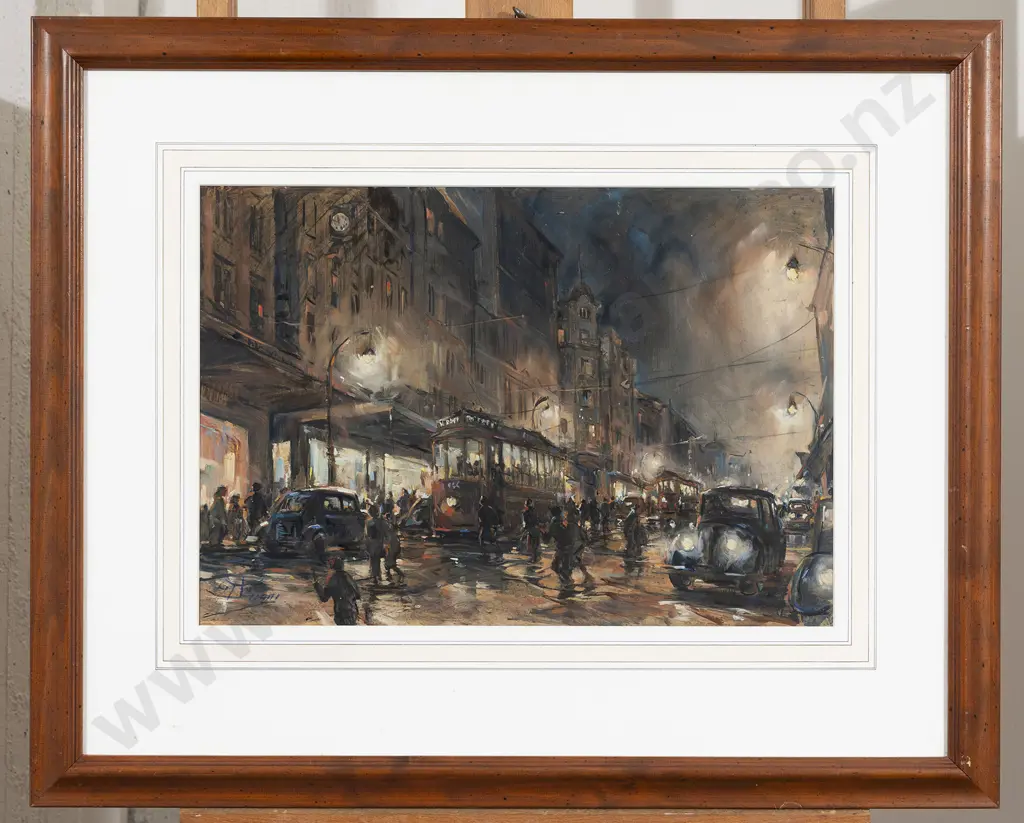 Guy Huze (b 1950) - Evening Street Scene Image 1++