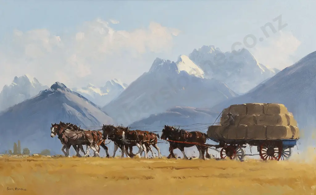 Peter Beadle (1933 - 2021) - Clydesdale Team At Glenorchy Image 1++