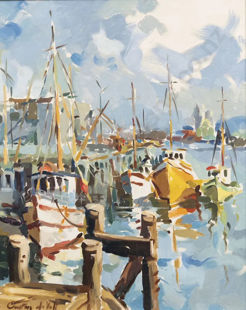 Gaston De Vel (1924 - 2010) - Fisherman's Wharf Auckland Image 1++