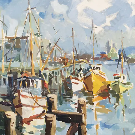Gaston De Vel (1924 - 2010) - Fisherman's Wharf Auckland