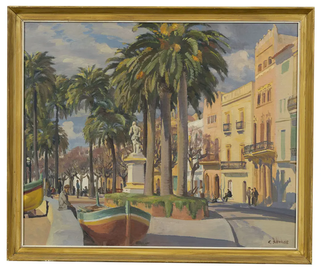 Cedric Savage (1901 - 1969) - Sitges Street Scene Image 1++