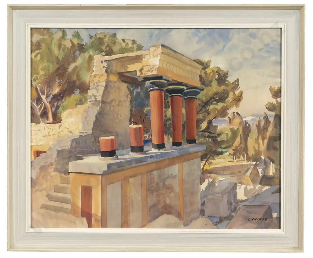 Cedric Savage (1901 - 1969) - Colonnade with Stucco Image 1++