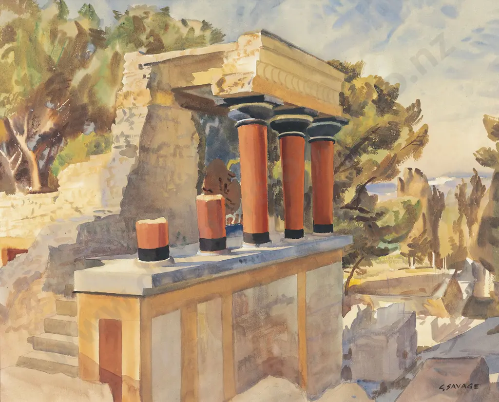 Cedric Savage (1901 - 1969) - Colonnade with Stucco Image 1++