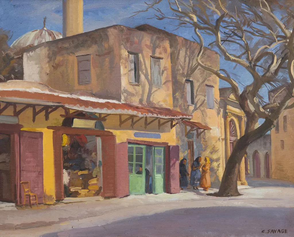 Cedric Savage (1901 - 1969) - Turkish Shops & Mosque Image 1++