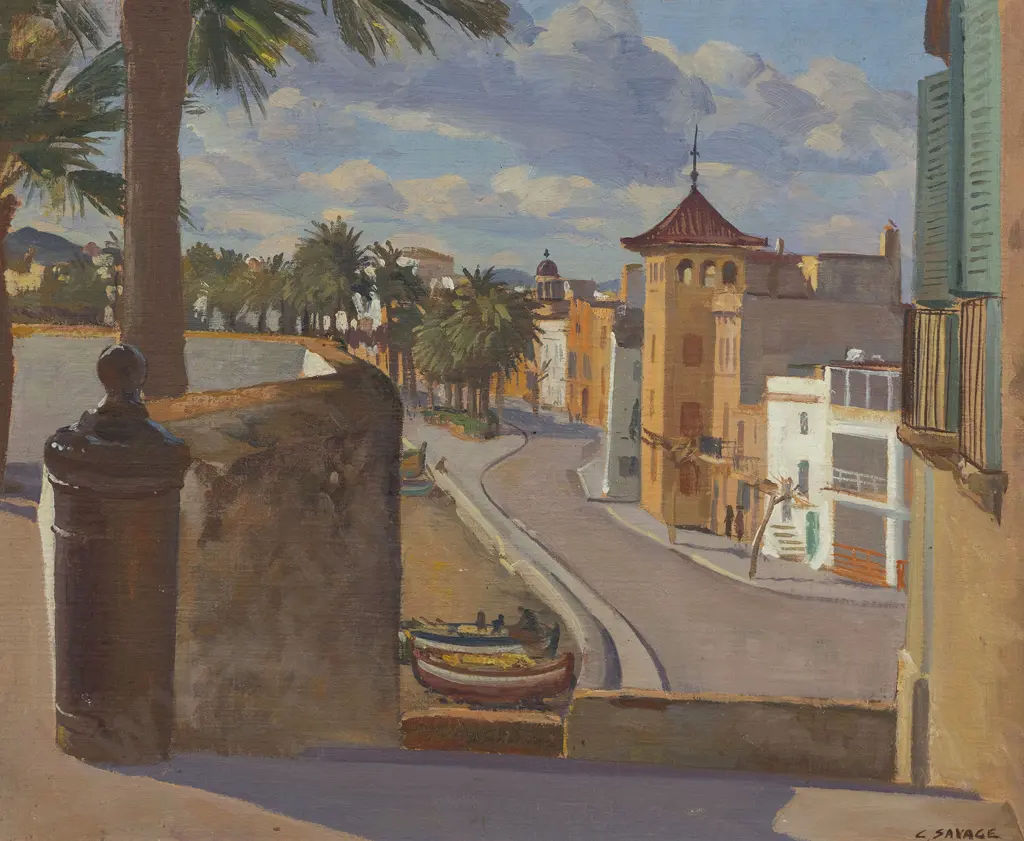 Cedric Savage (1901 - 1969) - Sitges from the Cathedral Steps Image 1++