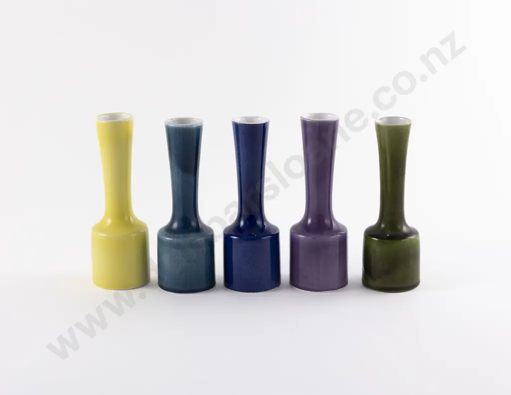 Five Kenneth Clark Small Long Necked Vases Image 1++