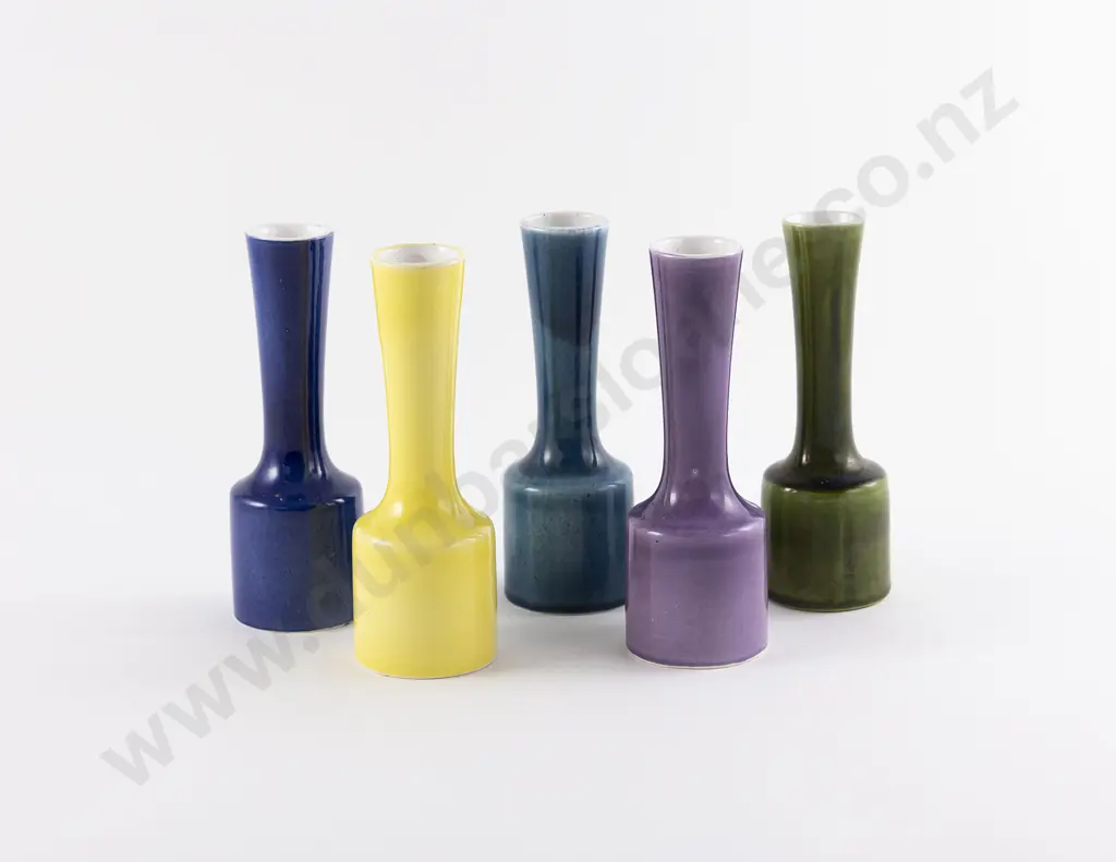 Five Kenneth Clark Small Long Necked Vases Image 1++