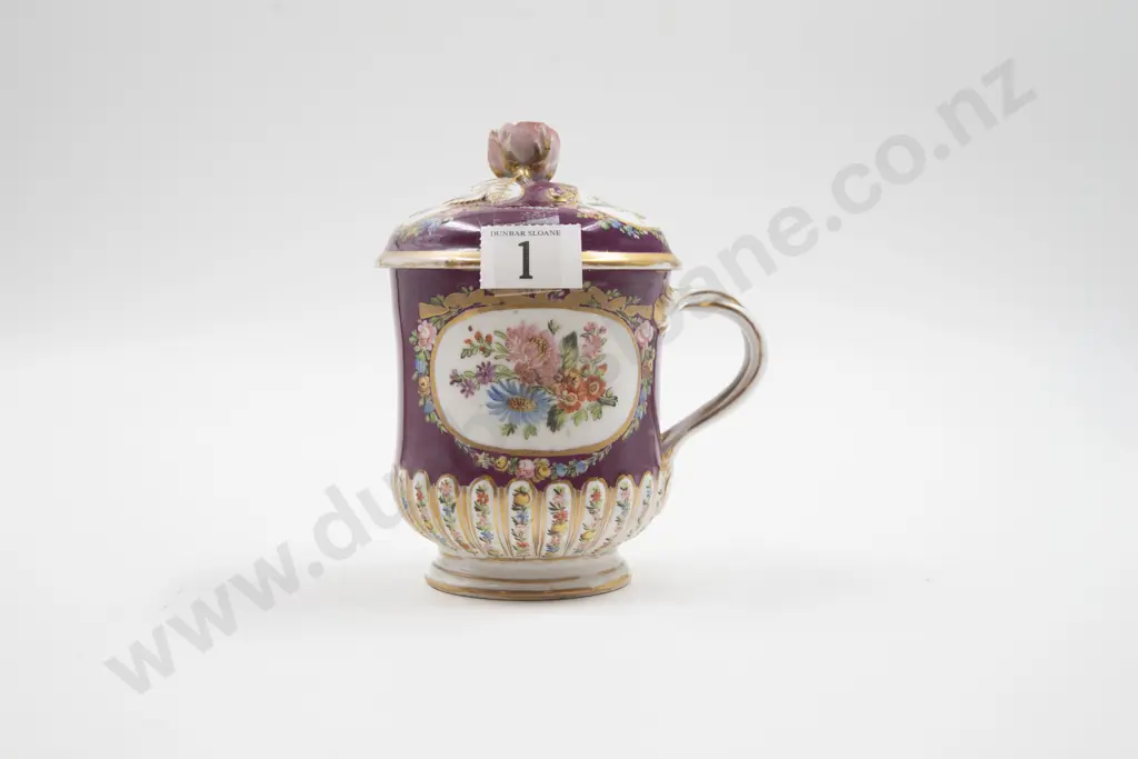 C19th Meissen Crossed Swords Marked Covered Mug (faults) Image 1++