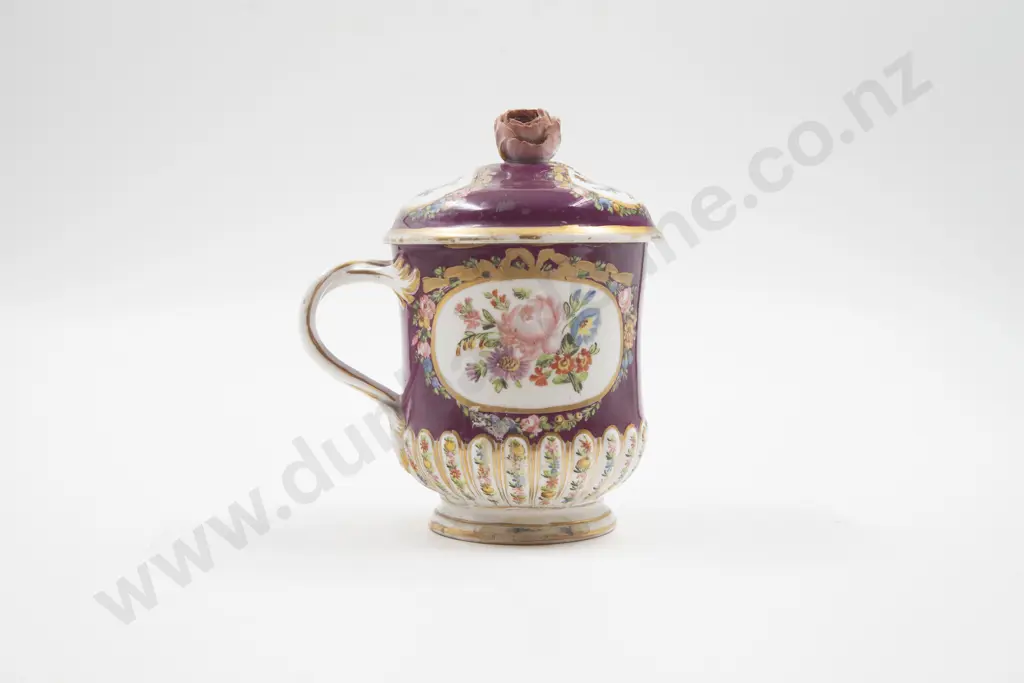 C19th Meissen Crossed Swords Marked Covered Mug (faults) Image 1++