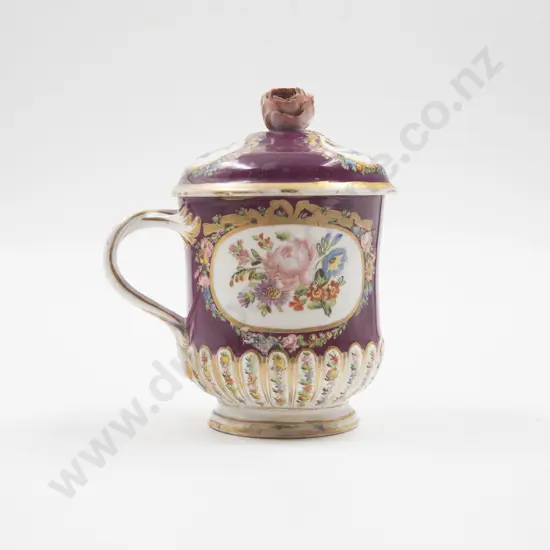 C19th Meissen Crossed Swords Marked Covered Mug (faults)