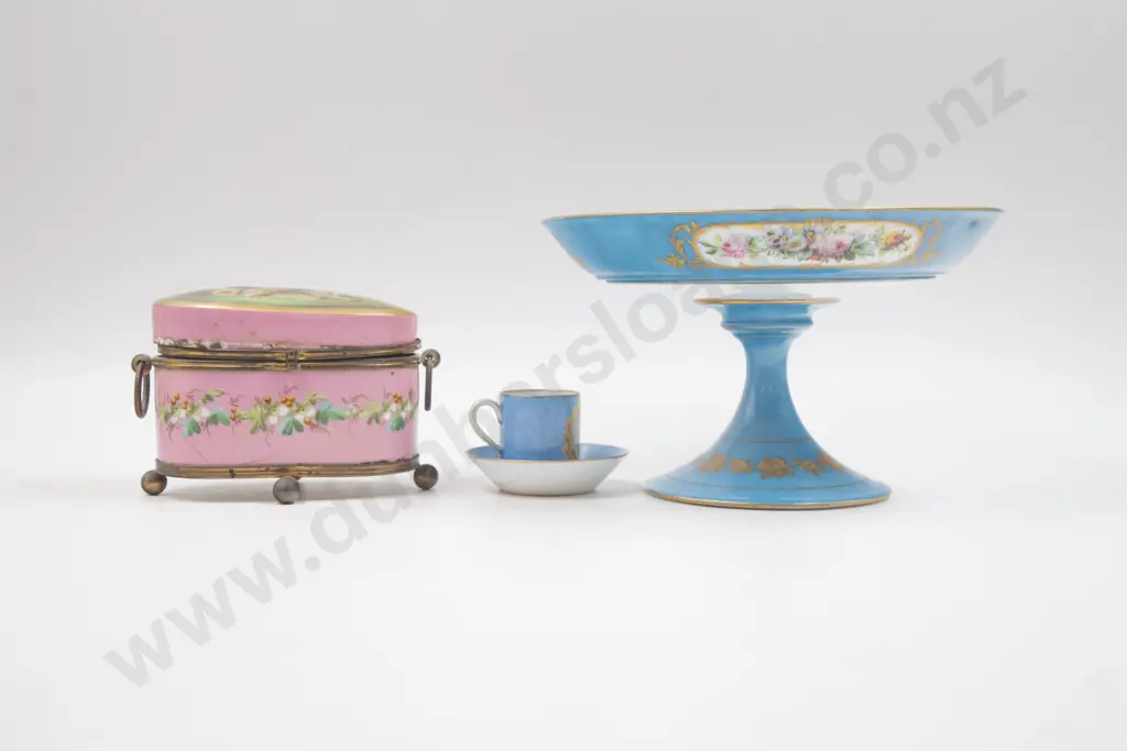 Late C19th French Comport Trinket Box & Miniature Cup & Saucer Image 1++