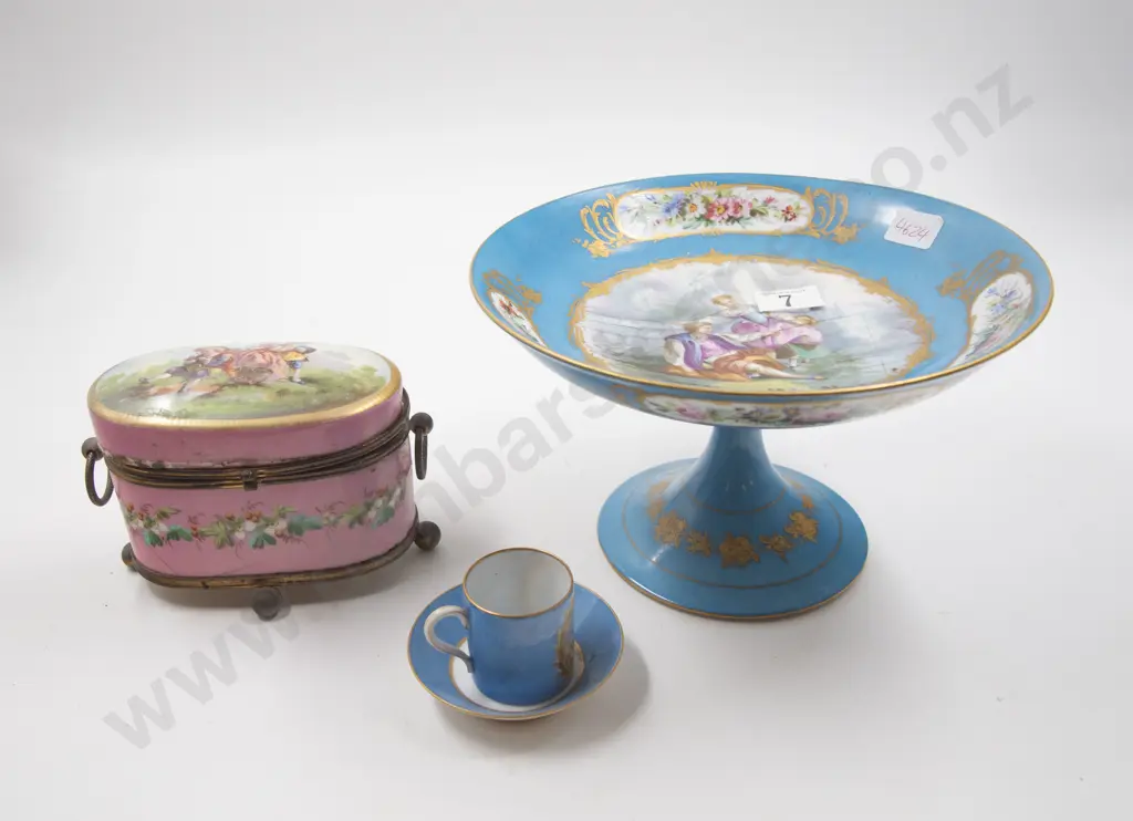Late C19th French Comport Trinket Box & Miniature Cup & Saucer Image 1++