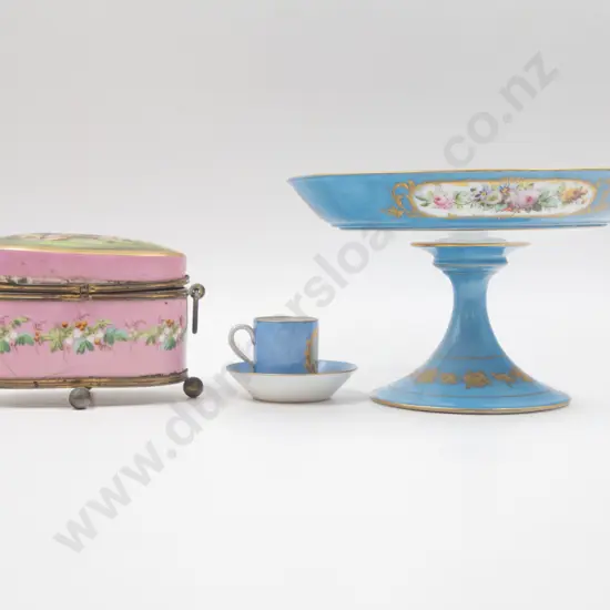 Late C19th French Comport Trinket Box & Miniature Cup & Saucer