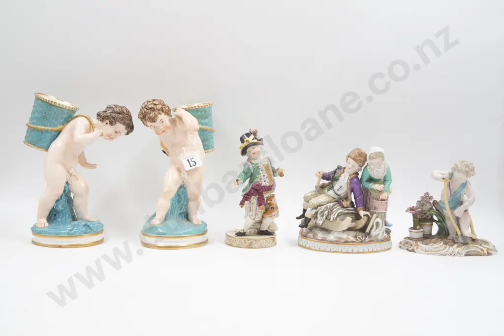 Early - Mid C19th Meissen Worcester & Other Figure Groups (5) (faults) Image 1++