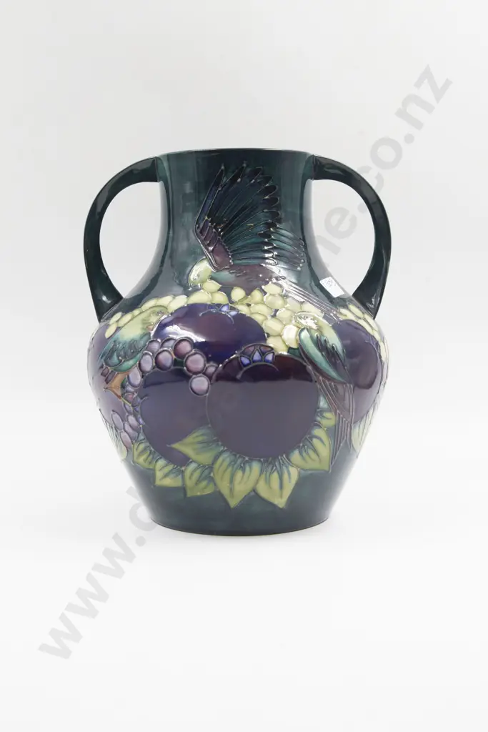 C1992 Moorcroft "Finch" Pattern Urn Vase Image 1++