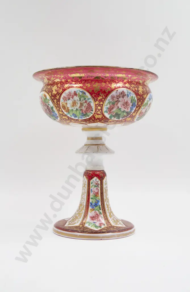 Late C19th Cranberry Overlay White Glass Table Centre Piece Image 1++
